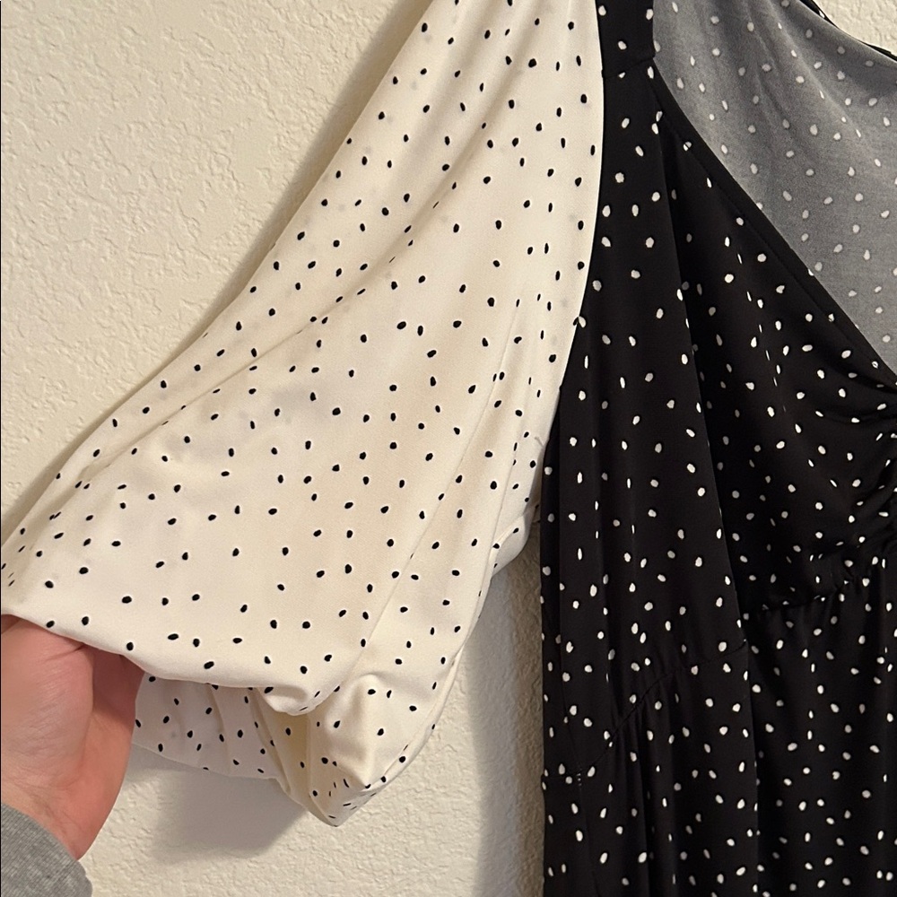 Torrid Black and White Asymmetrical Polka Dot Dress - Picture 3 of 4